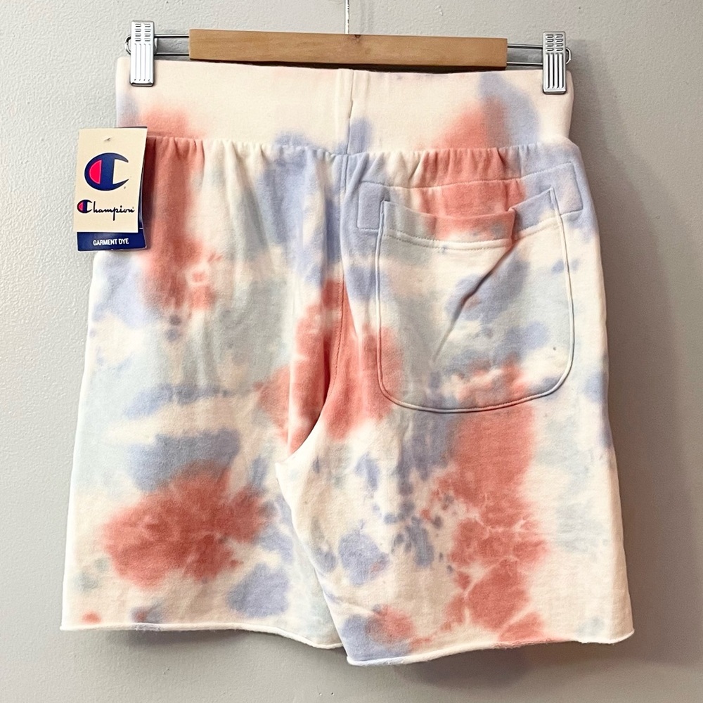 Champion Tie-Dye Athletic Shorts in Cream, Blue & Coral - Picture 10 of 11